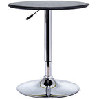 Chrome Bar Table, Height-Adjustable Round Table with Lift Up System, 360° Rotatable Round Top Φ63x67-93cm