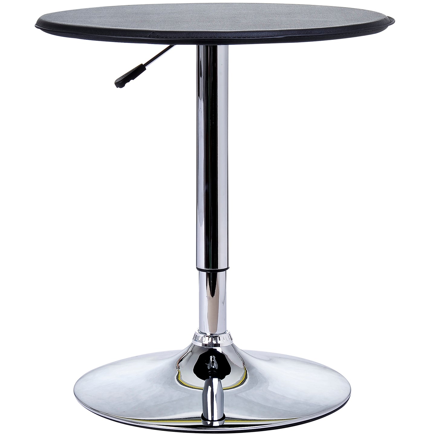 Chrome Bar Table, Height-Adjustable Round Table with Lift Up System, 360° Rotatable Round Top Φ63x67-93cm