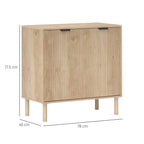 2-Tier Wooden Storage Cabinet with 3-Tier Adjustable Shelf, 78x40x77.5 cm, Oak Color