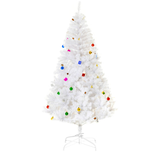 CHRISTMAS TREE -  White Christmas Tree 180cm with Decorations and 930 Branches, Artificial Christmas Tree in PVC