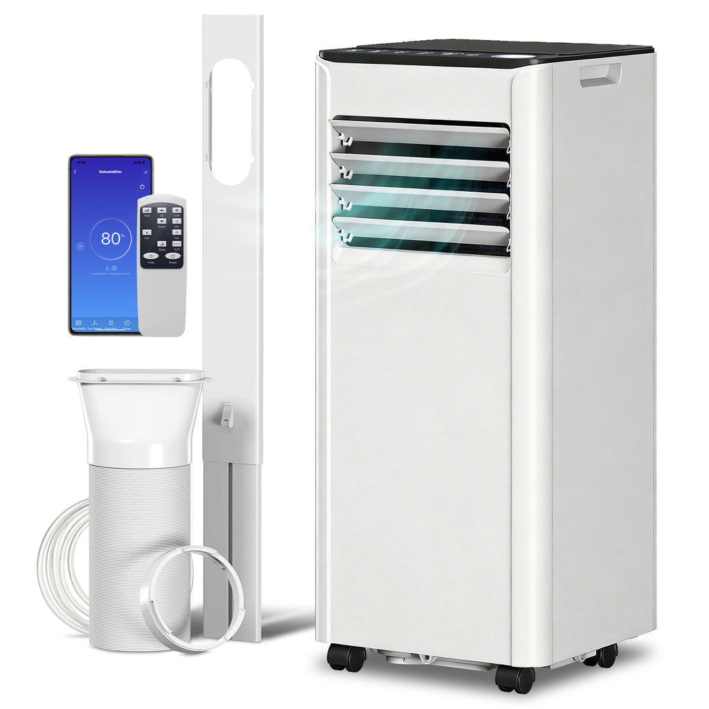 HOMCOM Portable Air Conditioner 7000 BTU: Cooling, Dehumidifier, Fan, Night Mode.