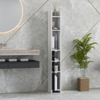 kleankin Bathroom Column with 3 Shelves and 3 Cabinets, Wooden, 15x17x120 cm, Black and White