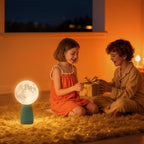 Moon-Shaped Table Lamp with 3 Colors and 10 Brightness Levels, ABS, Ø15x28 cm, White and Dark Green
