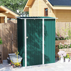 Outsunny Metal Tool Shed with Sloped Roof and Lockable Door, 142x86x189 cm, Green