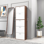 Slim 5-Tier Shoe Rack with 2 Shelves per Level, in MDF, 60x28x189 cm, White and Brown - Borgè