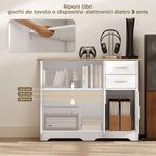 Modern Wooden Sideboard with 2 Drawers and 2 Cabinets, 100x40x78 cm, White and Wood Color