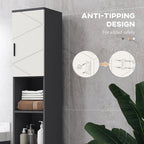 kleankin Bathroom Column in Chipboard with 2 Open Shelves and 2 2-Tier Cabinets, 30x30x183 cm, Gray - Borgè