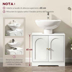 HOMCOM 2-Door Bathroom Vanity Unit with 3-Tier Adjustable Shelf, Wooden, 60x30x65 cm, White