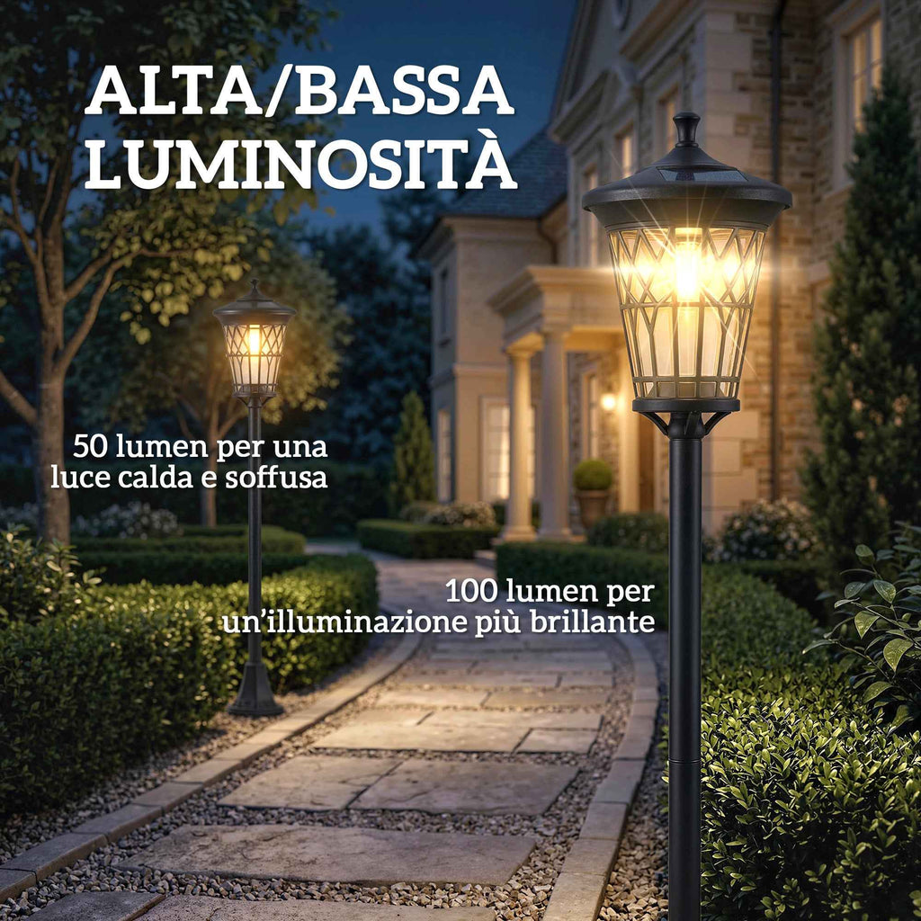 Outsunny Set of 2 Solar Garden Lights 1.86m, Stainless Steel Street Lights