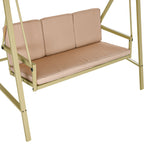 3-Seater Swing with Tilting Canopy and Cushions, in Steel and Textilene, 200x125x175 cm, Beige and Brown