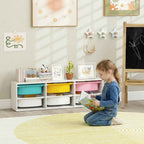 AIYAPLAY Children's Wooden Toy Storage Shelf with 6 Removable Plastic Bins, Multicolor
