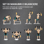 Set of 2 Non-Slip Dumbbells with 12 Weight Discs of 20 kg Total and Connector, in Steel, HDPE and Sand, Black