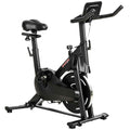 SPORTNOW Adjustable Magnetic Exercise Bike with LCD Display and Tablet Holder, Made of Steel and ABS, 103x49x98-112 cm, Black