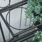 Folding Metal Plant Stand with 3 Pots and Bottom Shelf for Home and Garden, 47x37x78.5cm, Black
