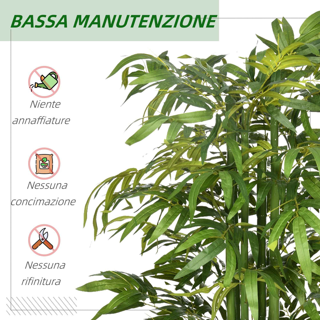 HOMCOM Artificial Bamboo Plant, 180cm Realistic Fake Plant with Decorative Pot for Living Room and Bedroom, Green