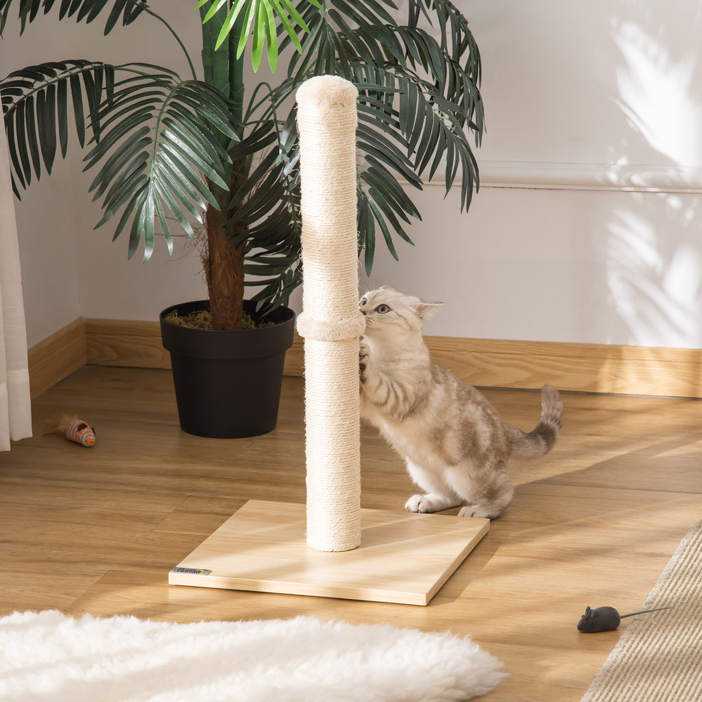 Cat Scratching Post with 60cm High Sisal Pole and Chipboard Base, Beige