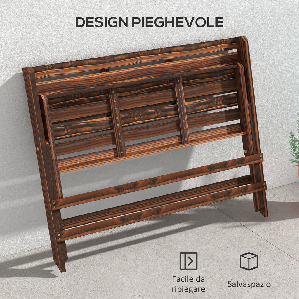 Outsunny 2-Seater Folding Garden Bench with Slatted Pine Wood, 122x63x83 cm, Carbonized