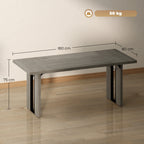 Industrial Style Dining Table for 8 People Max, in Wood and Steel, 180x80x75 cm, Grey