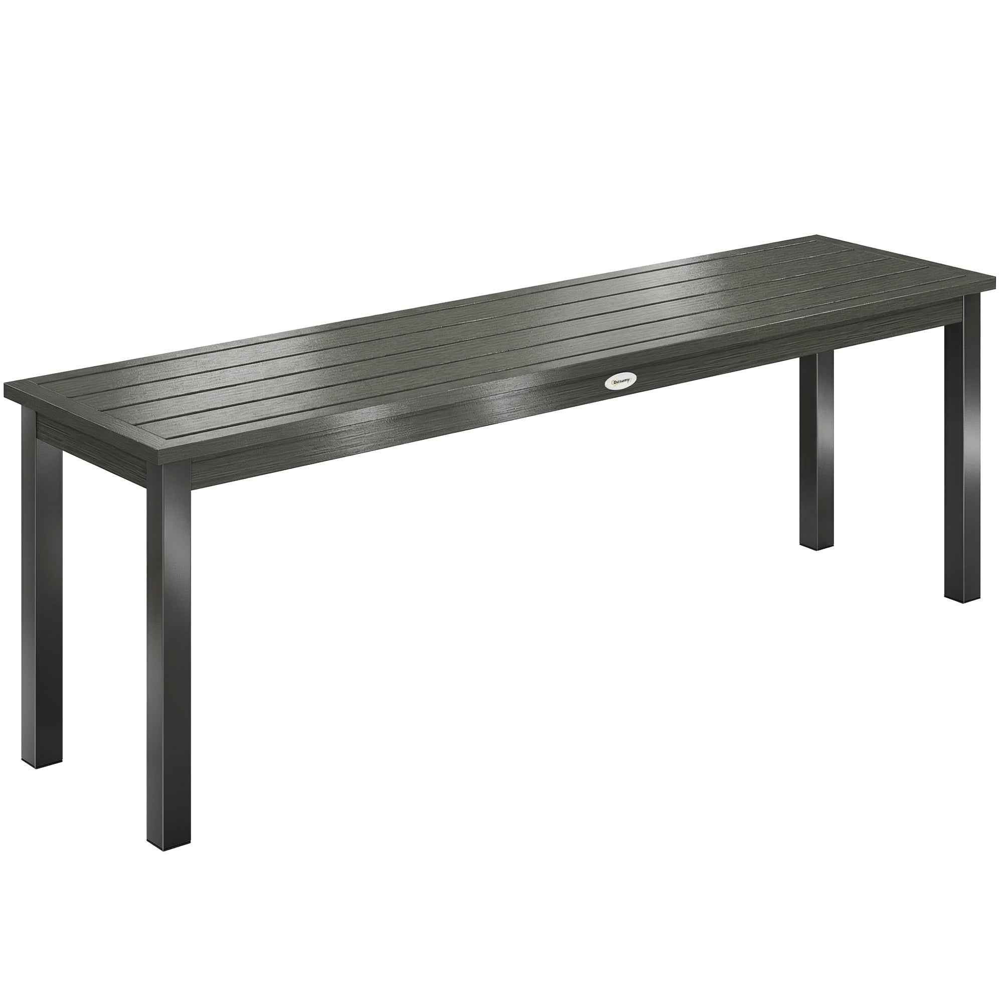 Outsunny 2-Seater Garden Bench with Wood-Effect Slats, Steel Frame, 130x34x43 cm, Grey