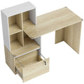 HOMCOM Desk with Bookcase, A4 Drawer, Letter Size, Legal Lock and 2 Keys, Space-Saving Desk, 126x50x109 cm, White