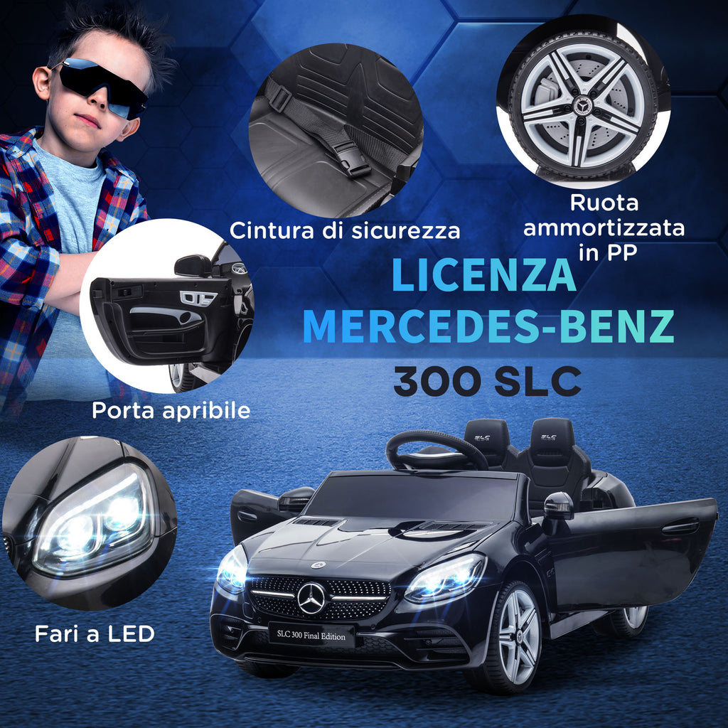 Electric Car for Children Licensed Mercedes SLC 300 with Remote Control, in PP and Metal, 107x62. 5x44 cm, Black