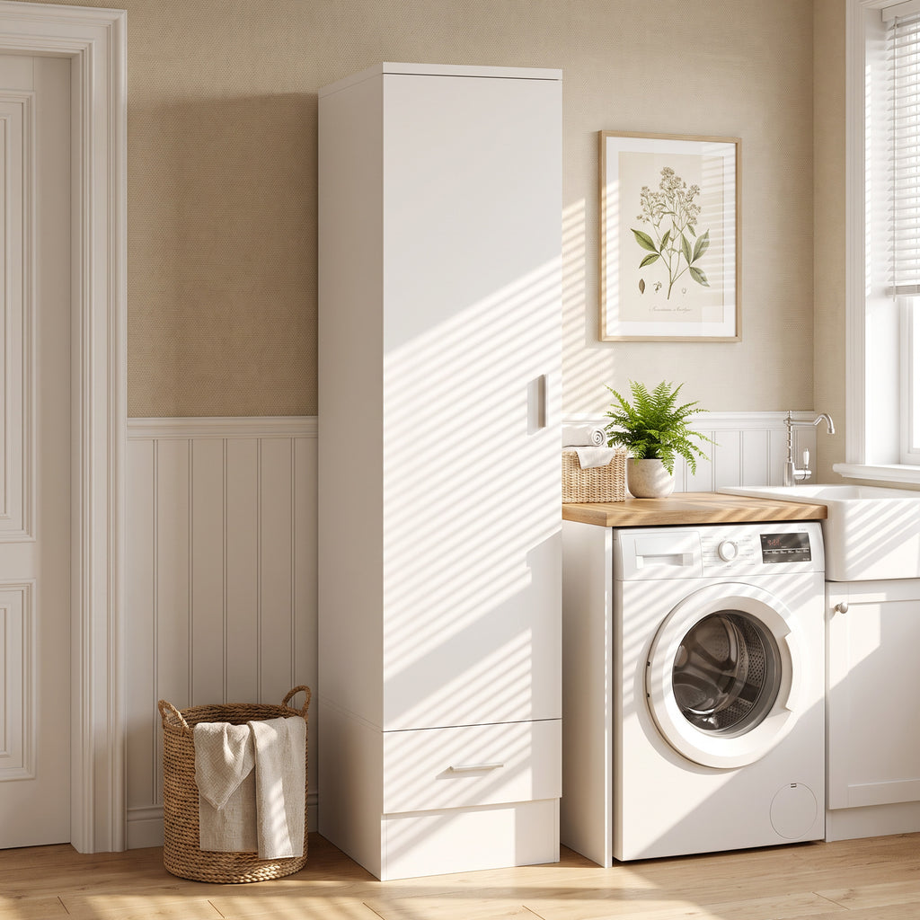 HOMCOM Wardrobe with Hanging Rail and Drawer, Clothes Rack, White
