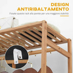 HOMCOM Bamboo Coat Rack with 6-Tier Shelf and Coat Hook, 90x30x145 cm, Natural Wood