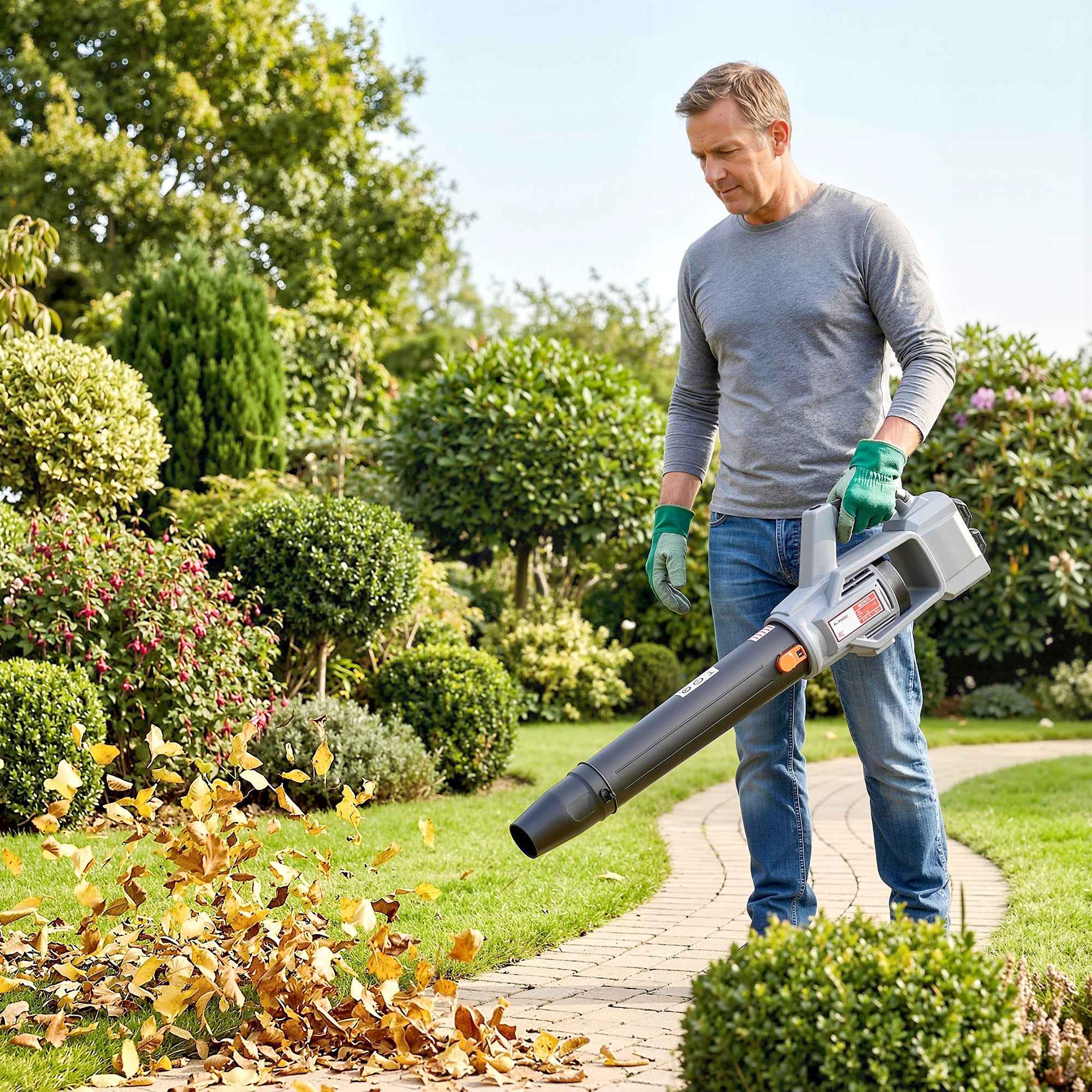 Outsunny 36V Cordless Leaf Blower, 2 x 4000mAh Batteries, Charger Included, Lightweight Model.