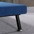 Armchair Bed with Adjustable Backrest in 5 Positions, in Linen Effect Fabric and Steel, 75x70x75 cm, Dark Blue