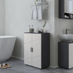 Kleankin Bathroom Cabinet 2 Wooden doors with 3 shelves and cushioned closure, 60x30x82cm, gray - Borgè