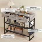 HOMCOM Entrance Console Table with 2 Drawers, 2 Shelves and Side Hook, in Wood and Metal, 100x35x92 cm, Black and Wood