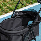 Foldable Dog Stroller with Safety Leash and Basket, Black