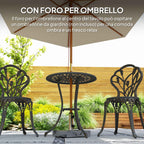 Outsunny 3-Piece Outdoor Set with 2 Garden Chairs and Round Table with Umbrella Hole, Bronze