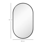 Oval Wall-Mounted Bathroom Mirror with Aluminum Frame, Vertical or Horizontal, 40x70cm, Black
