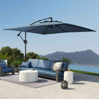 Outsunny 3x3.25m 360° Adjustable Off-Center Garden Umbrella, Light Blue