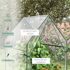 Outsunny Mini Garden Greenhouse with 2 Roll-Up Doors and PE Cover 90x90x145cm, Transparent - Borgè