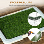 3-Layer Dog Litter Box with Synthetic Grass, Grid and Bottom Tray, 46.5x34x5.5 cm