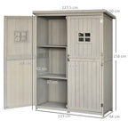 Wooden Garden Shed with Double Door, Shelves and Windows, 127.5x50x164cm