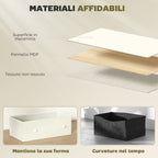 4-Drawer Folding Chest with Double Handles, Made of Wood, Steel and Fabric, 58x30x91 cm, White and Grey