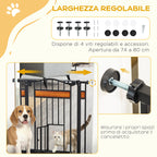Push Fit Dog Gate, Extendable 74-80cm with Automatic Closure, Black - Borge' Group Limited