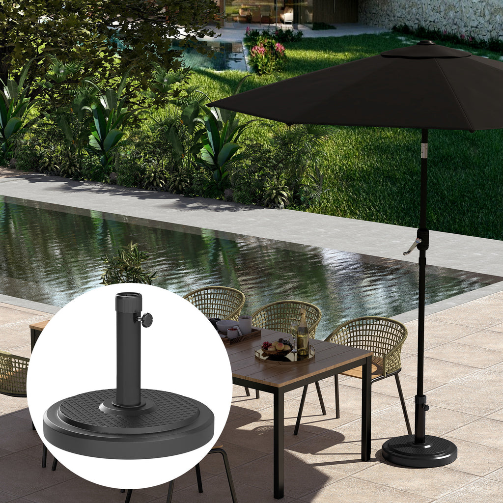22 kg Round Umbrella Base for Umbrellas Max. 2.8 m and 38 mm or 48 mm Poles, Black