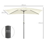 Outsunny 2x3m Rectangular Umbrella, in Aluminum, Metal and Polyester with Adjustable Angle, Cream White and Black