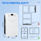 Portable Air Conditioner with Timer, 3 Modes and 3 Speeds, in ABS Plastic, 44.3x34x81.5 cm, White - Borgè