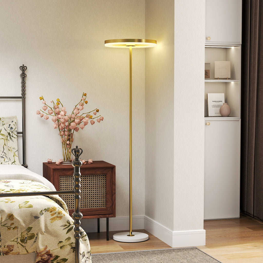 Modern Floor Lamp with Dimmable Light with Foot Switch and 3 Brightness, Gold