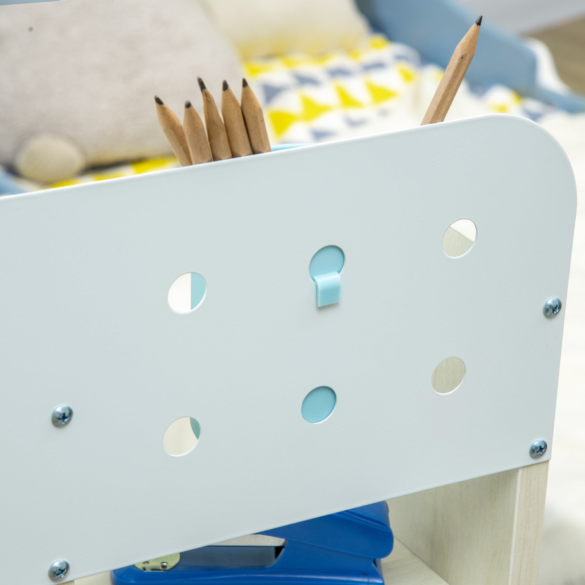 Children's Desk and Chair Set for Ages 3 and Up, Adjustable 60° Tiltable Table with Drawer and Shelves, Blue