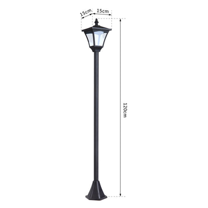 Garden Lamp Outdoor LED Solar Powered Floor Lamp Waterproof IP44, 15x15x120 cm, Black - Borgè