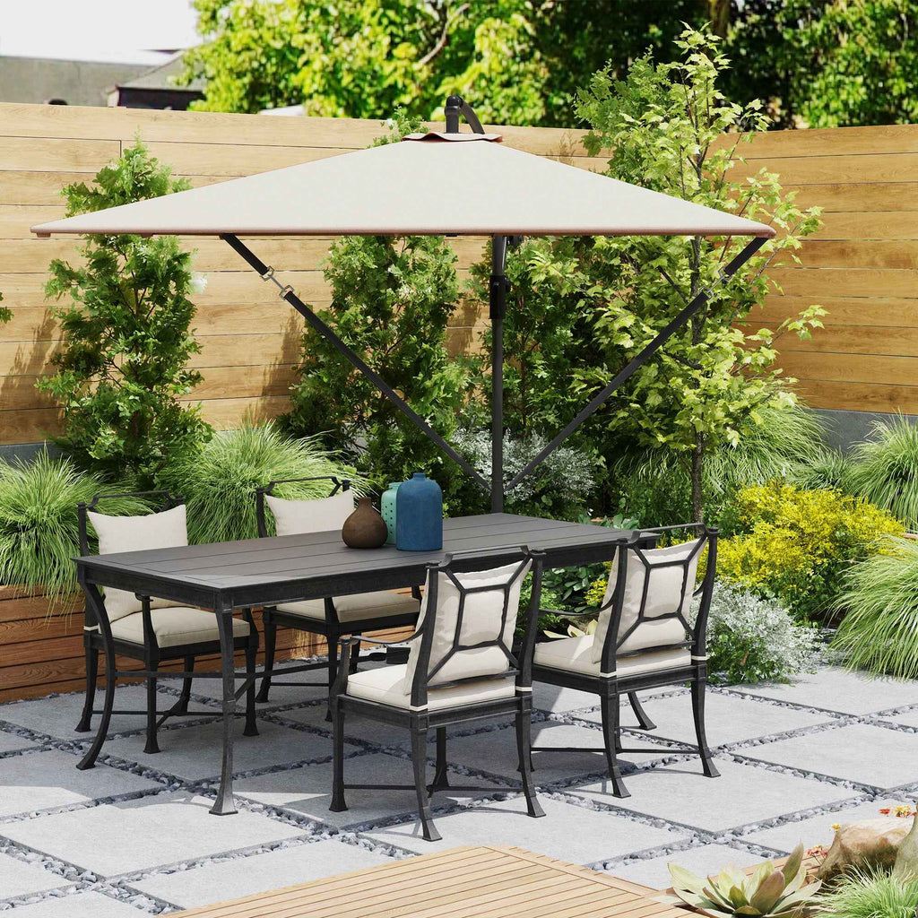 Outsunny 2.5x2.5 m Off-Center Umbrella with Cross Base and Crank Handle, Metal and Polyester, Khaki
