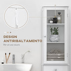 Kleankin Mobile Column Bathroom Space With Cardboard, Drawer and MDF shelves, 40x27x171.5cm, White - Borgè