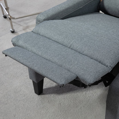 Fabric Relax Armchair with 130° Reclining Backrest and Double Footrest, Grey - Borgè