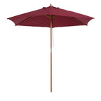 Round Garden Umbrella, Wood and Polyester with Rope Opening, 2.5x2.3 m, Bordeaux - Borge' Group Limited